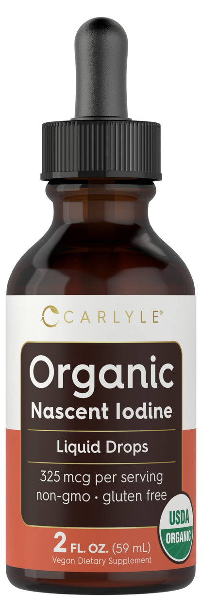 Carlyle Organic Nascent Iodine Liquid Drops – 2 fl oz – Vegan, Non-GMO, Gluten Free