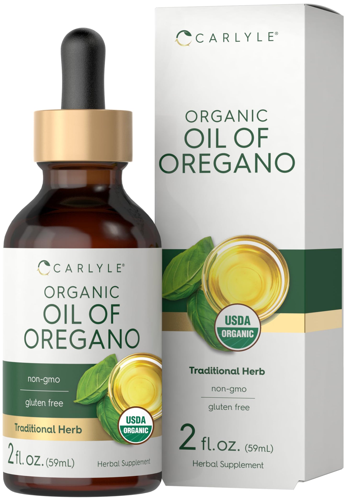 Carlyle Organic Oil of Oregano Liquid Drops - 2 fl oz | Vegan, Non-GMO, Gluten Free