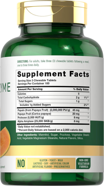 Carlyle Papaya Enzyme Chewable Tablets – Vegetarian, Non-GMO, Gluten Free
