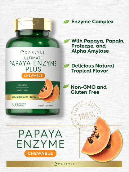 Carlyle Papaya Enzyme Chewable Tablets – Vegetarian, Non-GMO, Gluten Free
