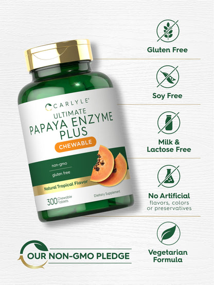 Carlyle Papaya Enzyme Chewable Tablets – Vegetarian, Non-GMO, Gluten Free
