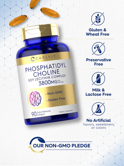 Carlyle Phosphatidyl Choline Supplement | 3,800mg | 90 Quick Release Softgels | Non-GMO & Gluten Free