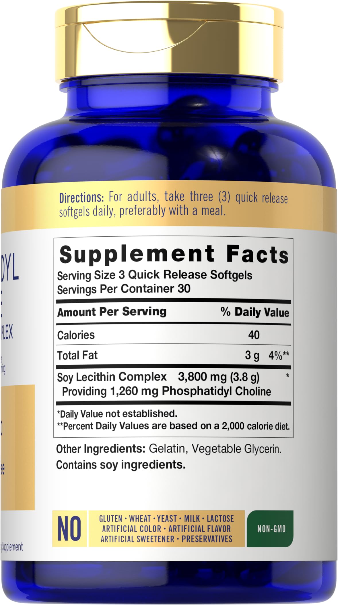 Carlyle Phosphatidyl Choline Supplement | 3,800mg | 90 Quick Release Softgels | Non-GMO & Gluten Free
