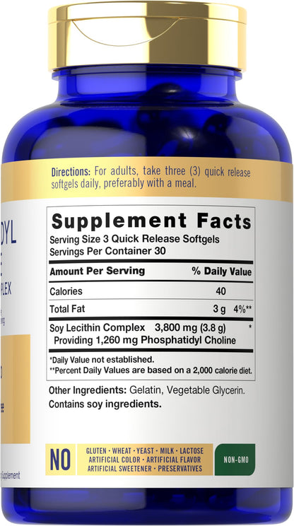 Carlyle Phosphatidyl Choline Supplement | 3,800mg | 90 Quick Release Softgels | Non-GMO & Gluten Free