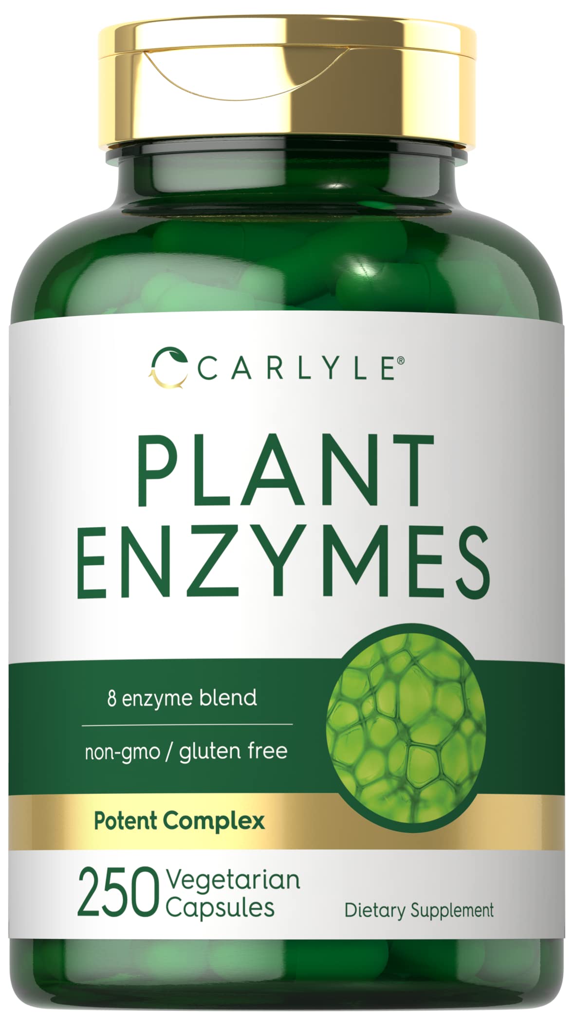 Carlyle Plant Enzymes with Protease, Papain, Lactase and Bromelain - 250 Capsules | Multi Enzyme Blend | Non-GMO & Gluten Free