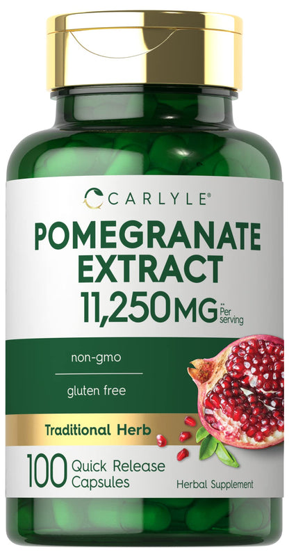 Carlyle Pomegranate Extract | 11250mg | 100 Capsules | Non-GMO, Gluten Free Supplement | Traditional Herb