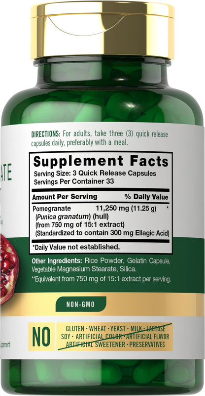 Carlyle Pomegranate Extract | 11250mg | 100 Capsules | Non-GMO, Gluten Free Supplement | Traditional Herb