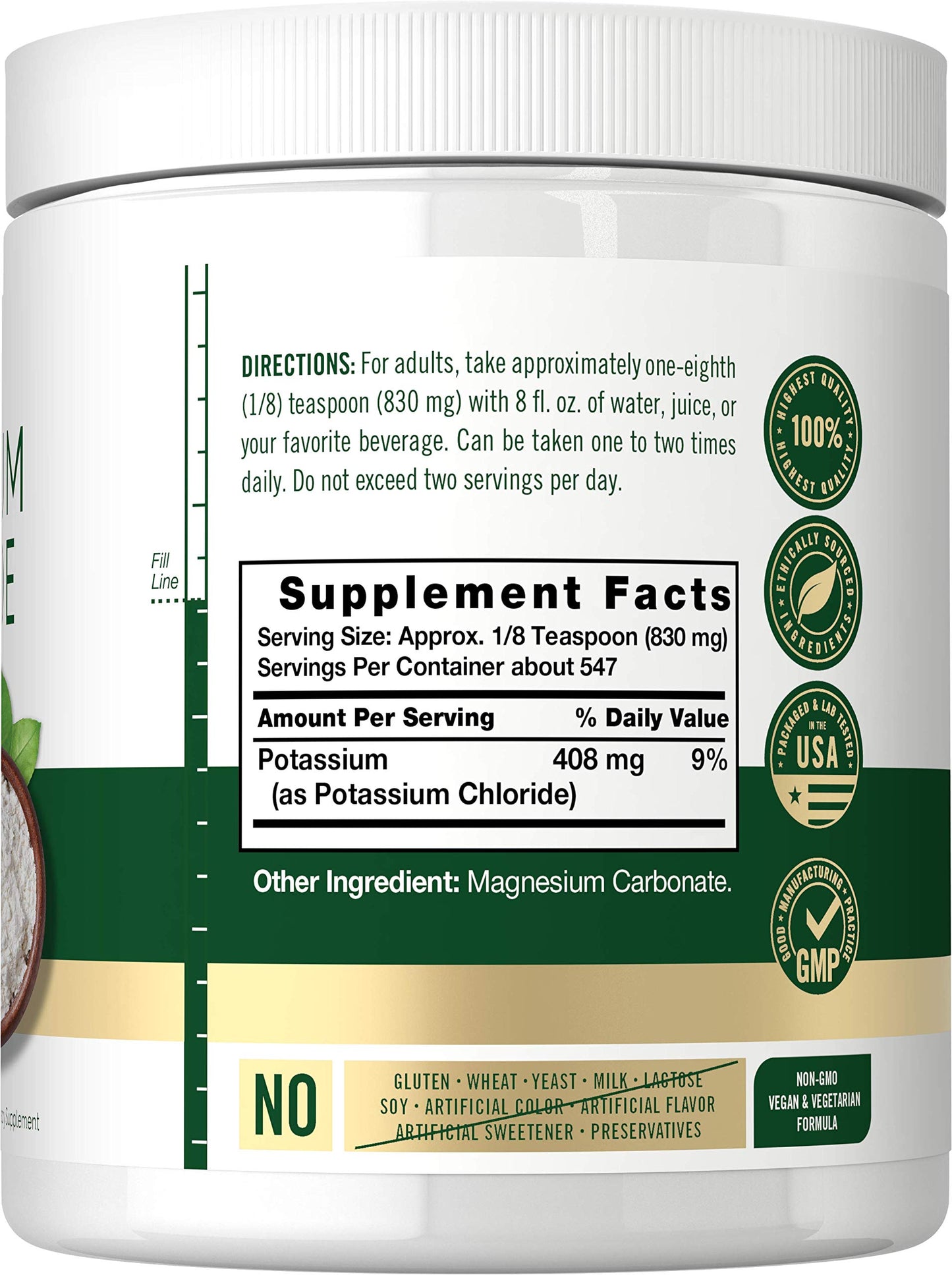 Potassium Chloride Powder 16 oz – Carlyle | Food Grade Salt Substitute, Vegan
