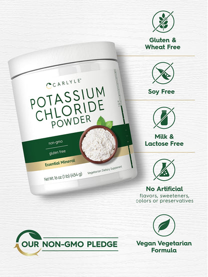 Potassium Chloride Powder 16 oz – Carlyle | Food Grade Salt Substitute, Vegan