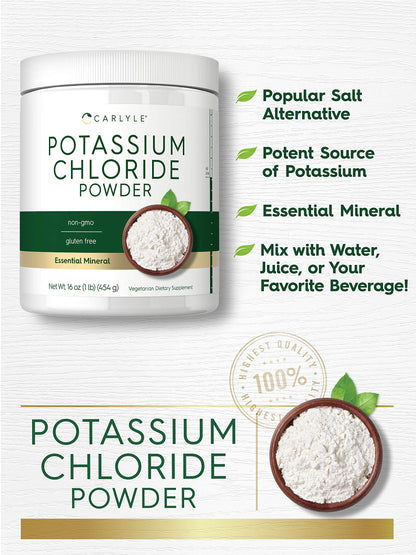 Potassium Chloride Powder 16 oz – Carlyle | Food Grade Salt Substitute, Vegan