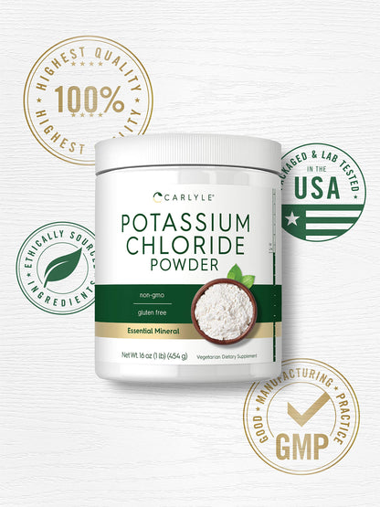 Potassium Chloride Powder 16 oz – Carlyle | Food Grade Salt Substitute, Vegan