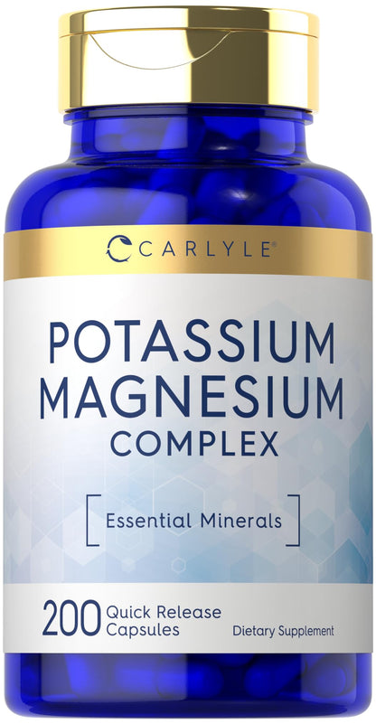 Carlyle Potassium Magnesium Supplement | 200 Count | Non-GMO & Gluten Free Complex