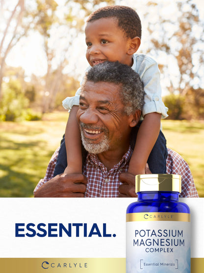 Carlyle Potassium Magnesium Supplement | 200 Count | Non-GMO & Gluten Free Complex