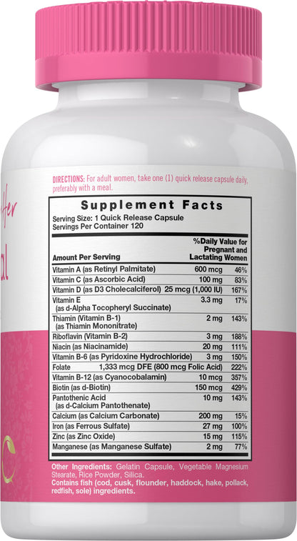 Carlyle Prenatal Vitamins for Women – 120 Capsules | Multivitamin & Mineral Formula with Folic Acid | Non-GMO & Gluten Free