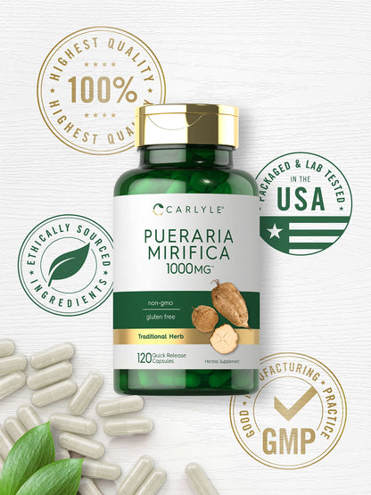 Carlyle Pueraria Mirifica Capsules | 1000mg | 120 Count | Root Extract | Non-GMO & Gluten Free Supplement