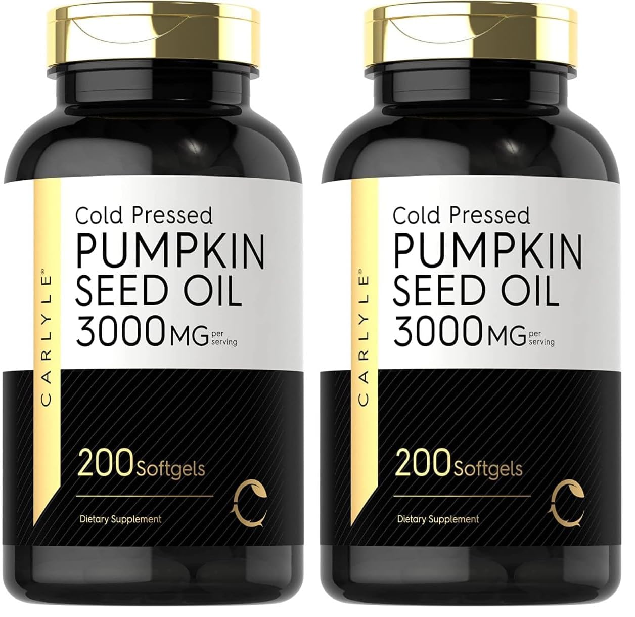 Carlyle Pumpkin Seed Oil 3000mg - 200 Softgels - Non-GMO, Gluten Free, Cold-Pressed - Pack of 2