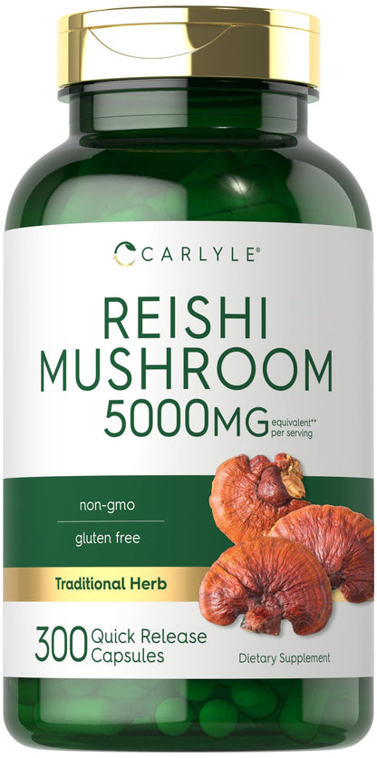 Carlyle Reishi Mushroom 5000mg | 300 Capsules | Non-GMO, Gluten Free