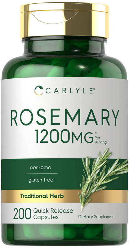 Carlyle Rosemary Capsules 1200mg | 200 Count | Non-GMO & Gluten-Free Extract