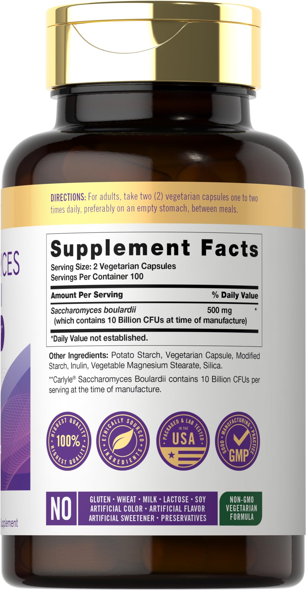 Carlyle Saccharomyces boulardii Probiotics | 10B CFUs, 200 Capsules | Gluten Free & Non-GMO