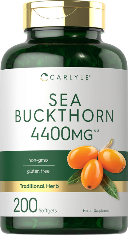 Carlyle Sea Buckthorn Oil Capsules 4400mg – 200 Softgels | Non-GMO, Gluten Free