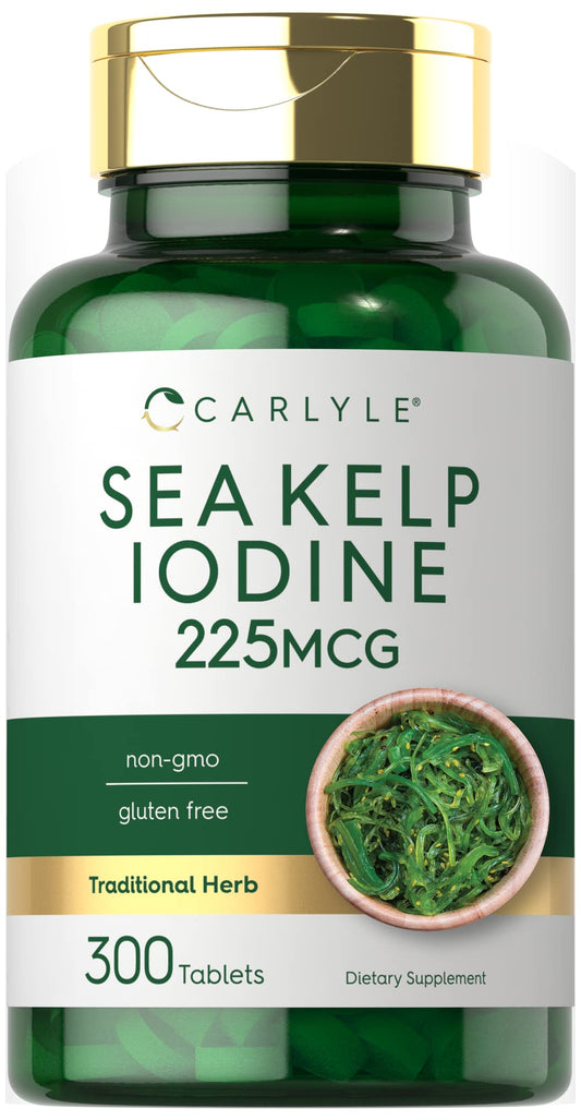 Carlyle Sea Kelp Iodine Supplement | 225mcg | 300 Tablets | Non-GMO, Gluten Free | Traditional Herb Supplement BritishVita | Premium UK Vitamins & Wellness Supplements