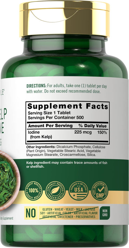Carlyle Sea Kelp Iodine Supplement | 225mcg | 300 Tablets | Non-GMO, Gluten Free | Traditional Herb Supplement