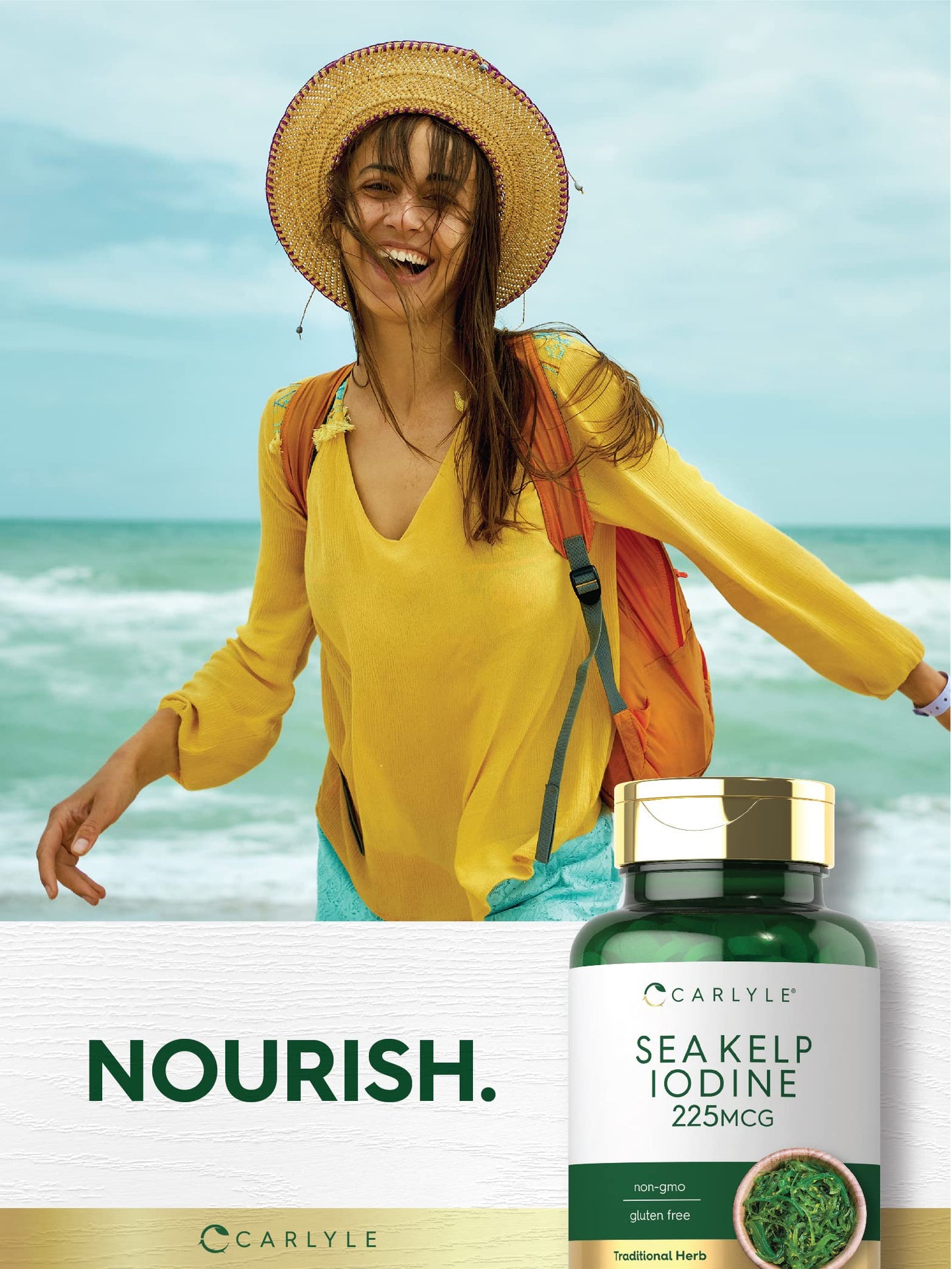 Carlyle Sea Kelp Iodine Supplement | 225mcg | 300 Tablets | Non-GMO, Gluten Free | Traditional Herb Supplement