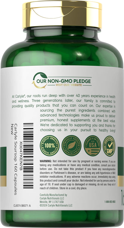 Carlyle Soursop Leaves - 2000mg | 160 Capsules | Traditional Herb | Non-GMO