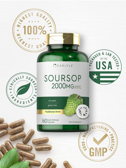 Carlyle Soursop Leaves - 2000mg | 160 Capsules | Traditional Herb | Non-GMO