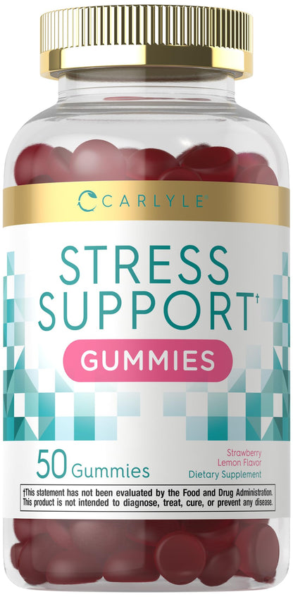 Carlyle Stress Support Gummies – 50 Count | GABA & L-Theanine | Strawberry Lemon | Non-GMO & Gluten Free