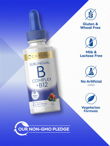Carlyle Sublingual Vitamin B Complex with B12 – 2 fl oz Berry