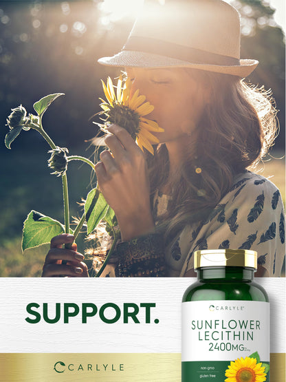 Carlyle Sunflower Lecithin Softgel Capsules 2400mg | 200 Count | Non-GMO, Soy Free, Gluten Free
