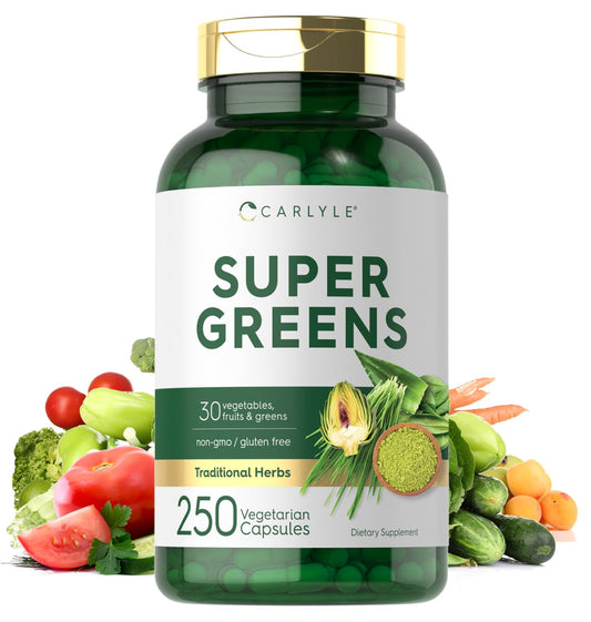 Carlyle Super Greens Capsules – 250 Count, Non-GMO & Gluten Free BritishVita | Premium UK Vitamins & Wellness Supplements