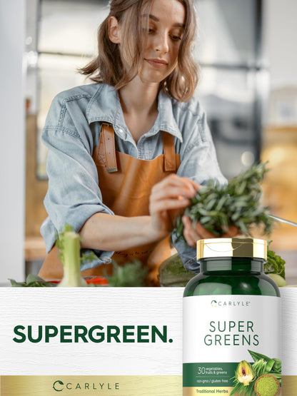 Carlyle Super Greens Capsules – 250 Count, Non-GMO & Gluten Free