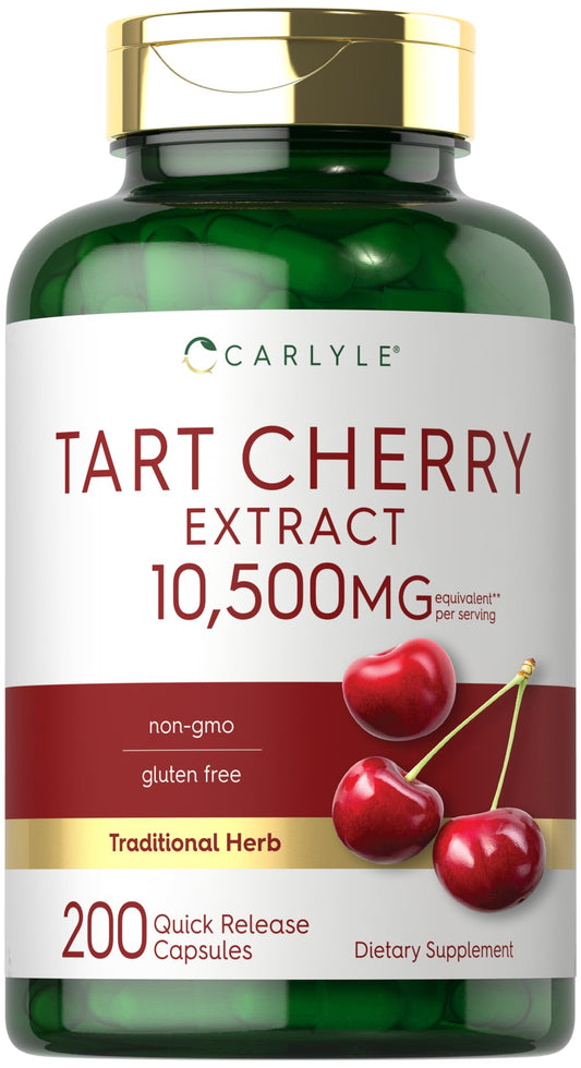 Carlyle Tart Cherry Capsules | 10,500mg | 200 Pills | Max Potency | Non-GMO, Gluten Free | Tart Cherry Juice Extract BritishVita | Premium UK Vitamins & Wellness Supplements