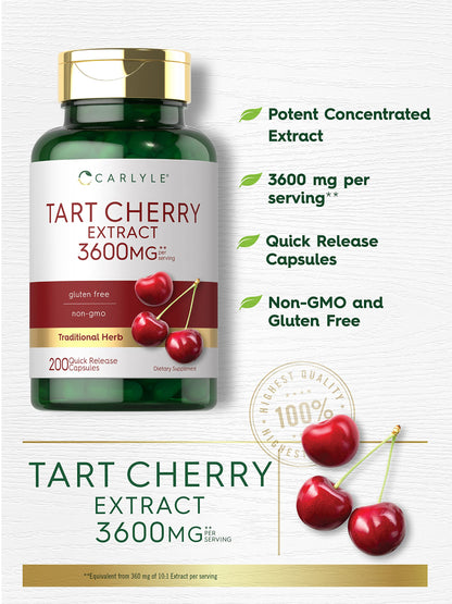 Carlyle Tart Cherry Extract Capsules – 200 Count, Non-GMO & Gluten Free (Pack of 2)