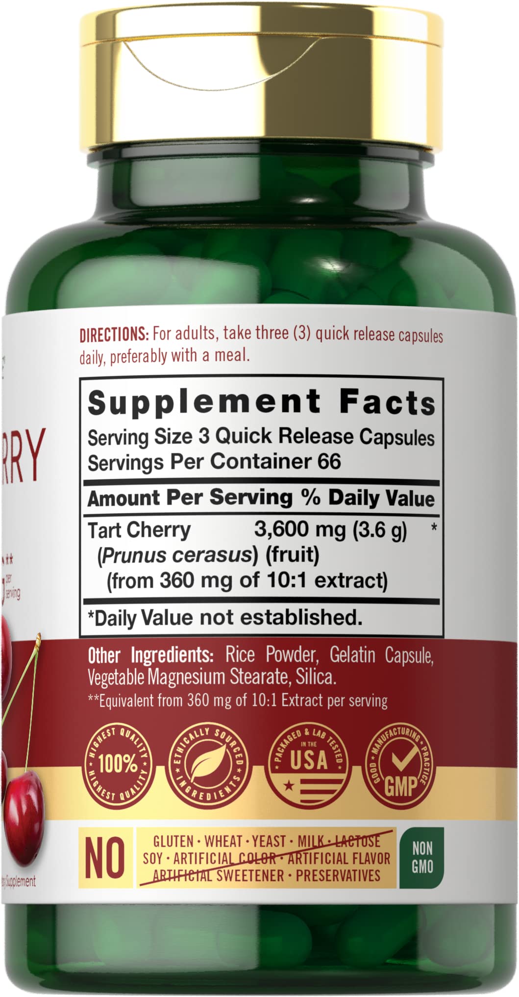 Carlyle Tart Cherry Extract Capsules – 200 Count, Non-GMO & Gluten Free (Pack of 2)