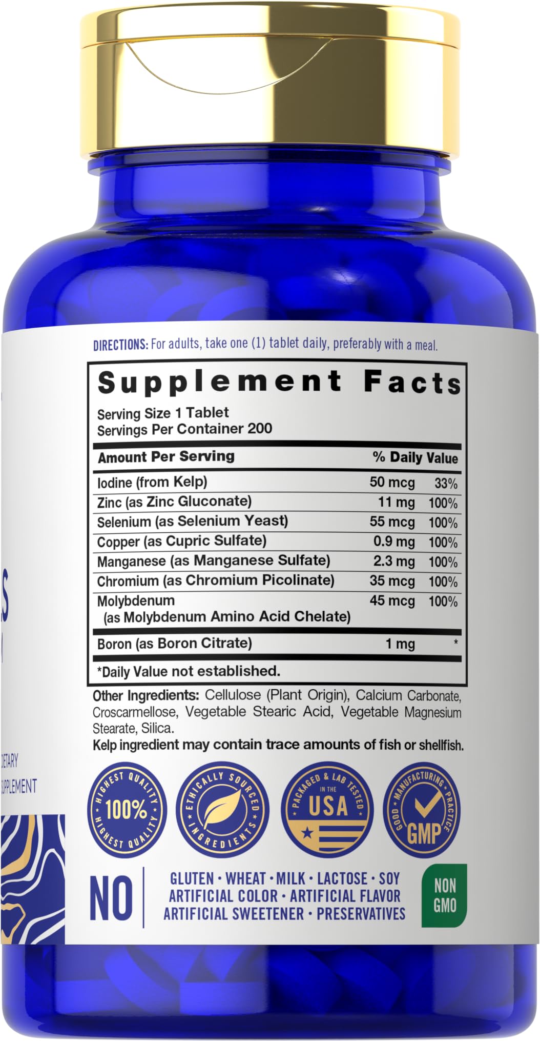 Carlyle Trace Minerals - 200 Tablets | Full Spectrum, Non-GMO & Gluten Free