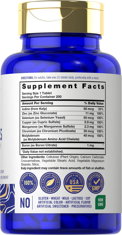 Carlyle Trace Minerals - 200 Tablets | Full Spectrum, Non-GMO & Gluten Free