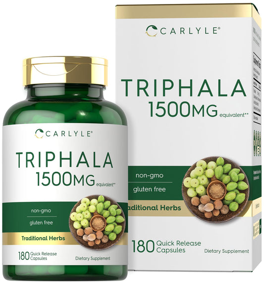Carlyle Triphala Capsules 1500mg | 180 Count | Herbal Non-GMO Gluten Free BritishVita | Premium UK Vitamins & Wellness Supplements
