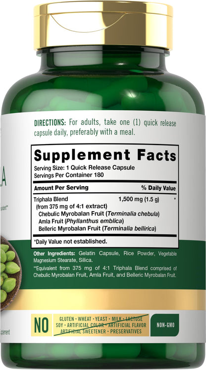 Carlyle Triphala Capsules 1500mg | 180 Count | Herbal Non-GMO Gluten Free