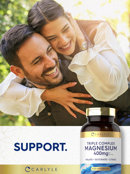 Carlyle Triple Magnesium Complex – 400 mg, 240 Capsules | Mg Malate, Glycinate & Citrate | Vegetarian, Non-GMO, Gluten Free