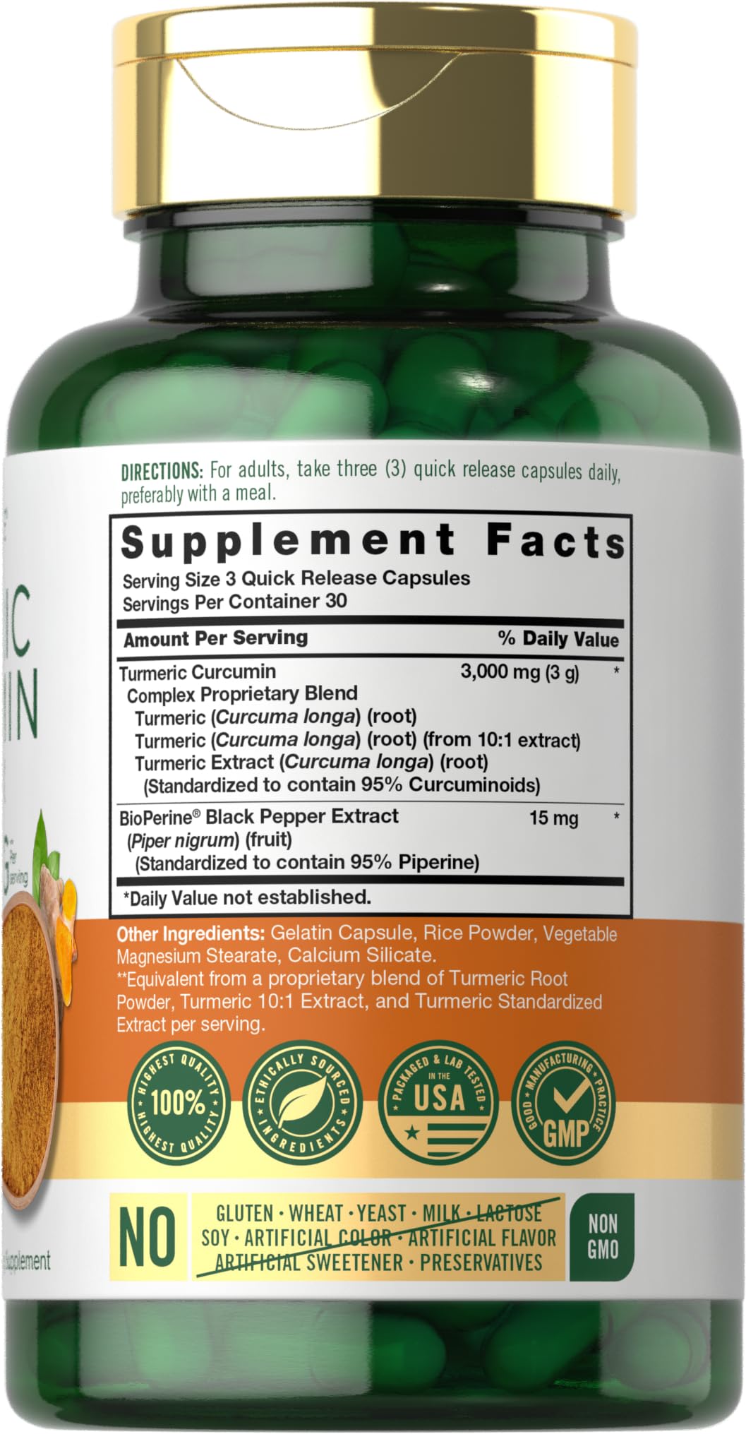 Carlyle Turmeric Curcumin 3000mg with Bioperine – 90 Capsules (Pack of 2) | Non-GMO, Gluten Free