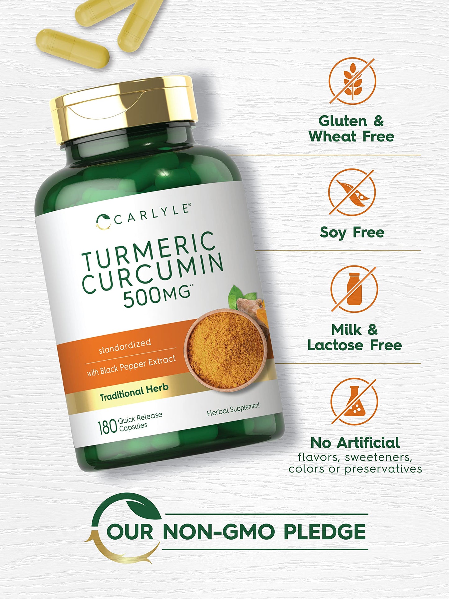 Carlyle Turmeric Curcumin 500 mg - 360 Capsules (Pack of 2) with Black Pepper Extract