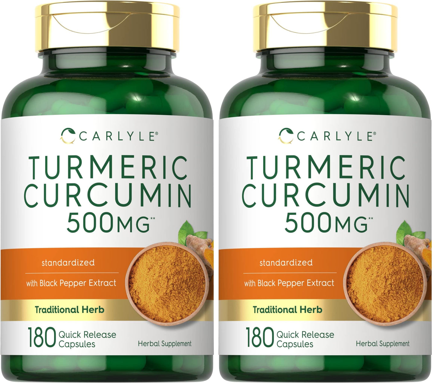 Carlyle Turmeric Curcumin 500 mg - 360 Capsules (Pack of 2) with Black Pepper Extract