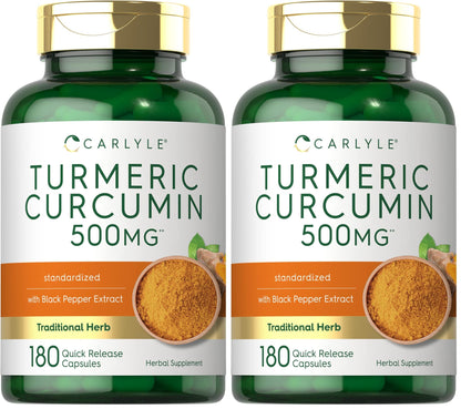 Carlyle Turmeric Curcumin 500 mg - 360 Capsules (Pack of 2) with Black Pepper Extract