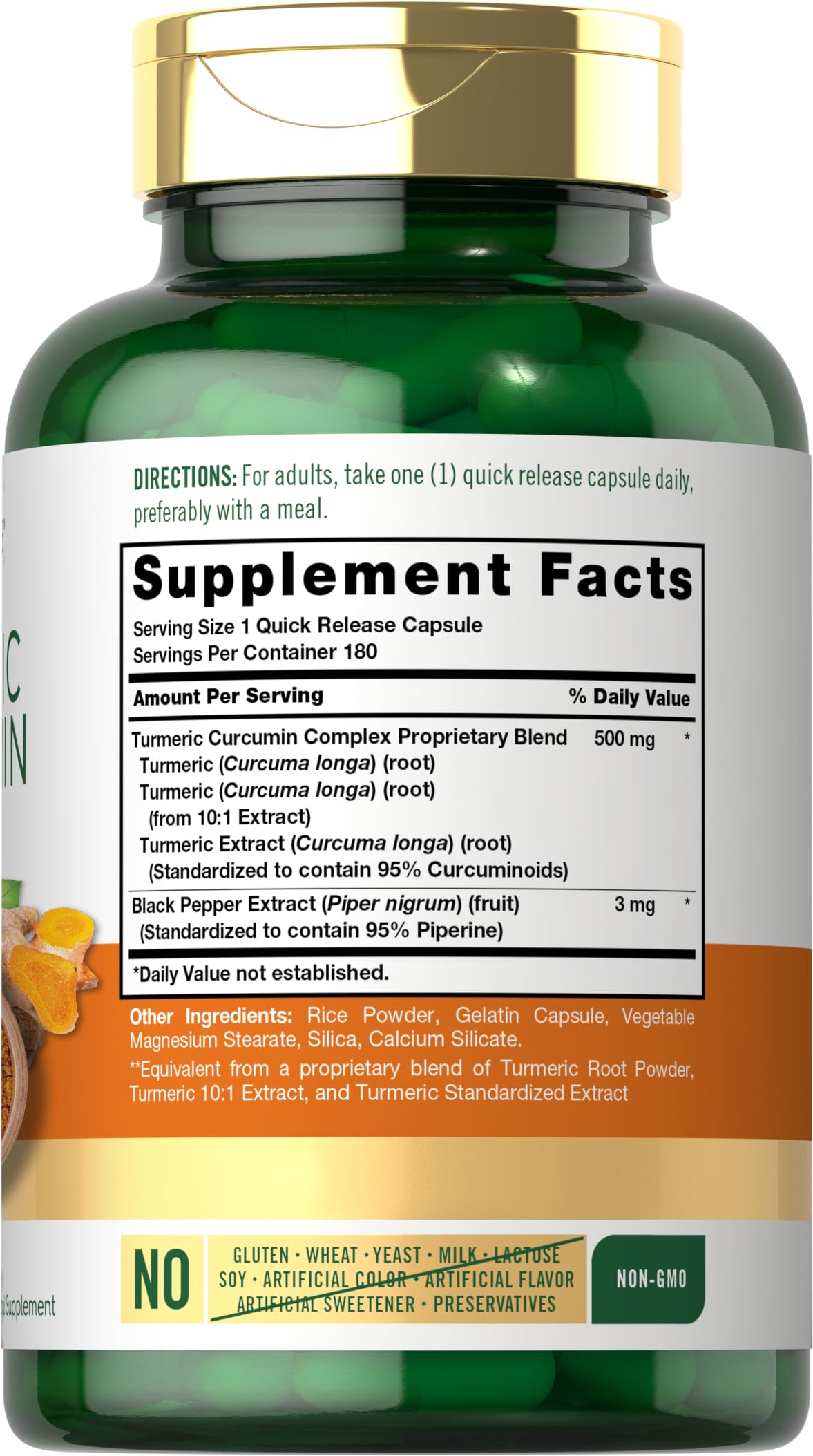 Carlyle Turmeric Curcumin 500 mg - 360 Capsules (Pack of 2) with Black Pepper Extract
