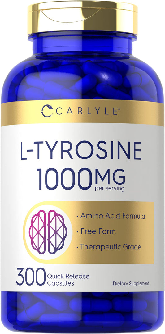 Carlyle Tyrosine Capsules 1000mg – 300 Ct | Therapeutic Grade | Gluten Free, Non-GMO BritishVita | Premium UK Vitamins & Wellness Supplements