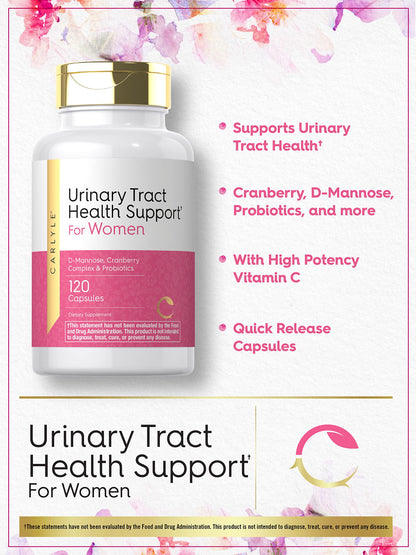 Carlyle Urinary Tract Health for Women - 120 Capsules | D-Mannose, Cranberry & Probiotics
