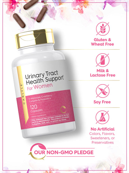 Carlyle Urinary Tract Health for Women - 120 Capsules | D-Mannose, Cranberry & Probiotics